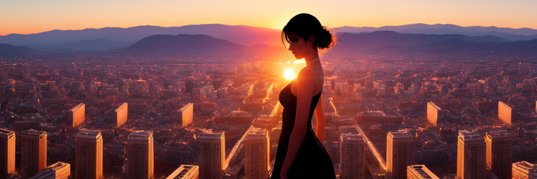 silhouette of a woman standing in the evening sunset